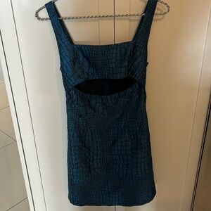 Opening ceremony blue alligator skin cotton dress with cut out. Size small.